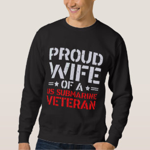 stolt hustru till en ubåtsveterinär patriotisk lång ärmad tröja
