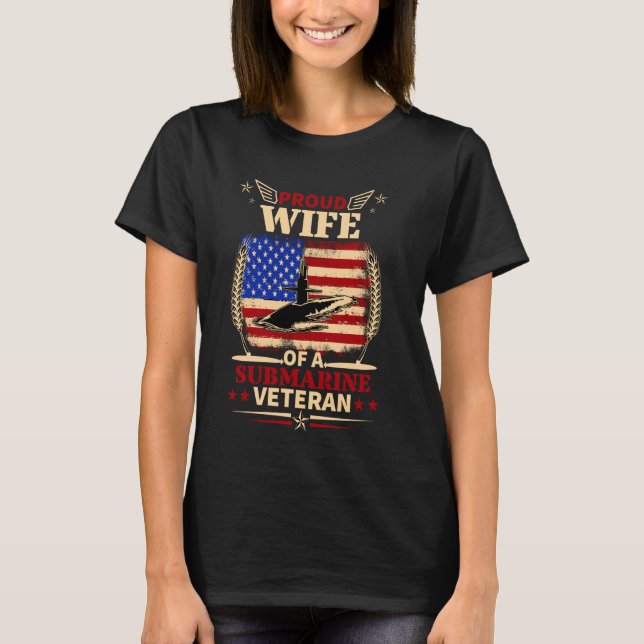 stolt hustru till undervattensveteran, undervatten t shirt (Framsida)