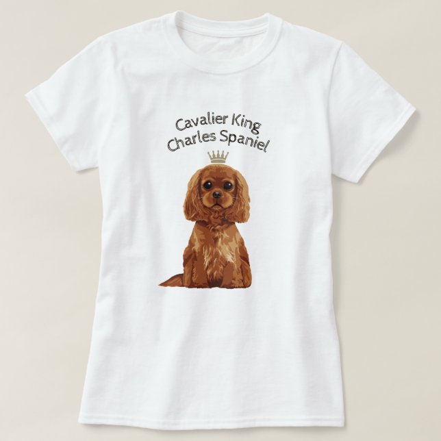 Stolt illustrerad T-tröja för kung Charles Spaniel T Shirt (Design framsida)