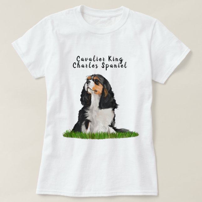 Stolt illustrerad T-tröja för kung Charles Spaniel T Shirt (Design framsida)