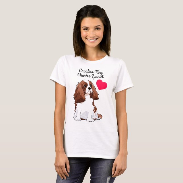 Stolt illustrerad T-tröja för kung Charles Spaniel Tröja (Hel framsida)