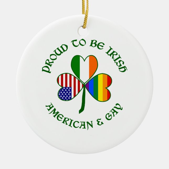 Stolt irländsk amerikan och gay julgransprydnad keramik (Framsidan)