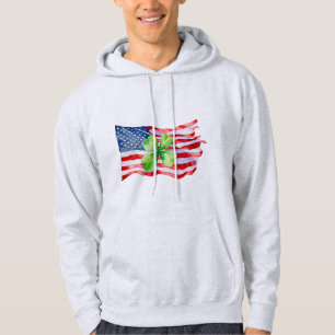 Stolt irländsk-amerikansk flagga 4-bladig klöver I Hoodie