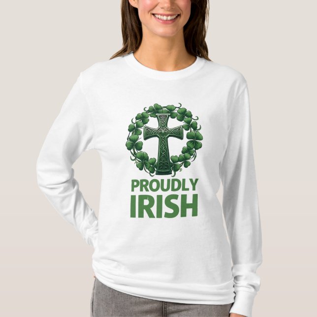 stolt irländsk - keltisk Shamrock-design för Kor T Shirt (Framsida)
