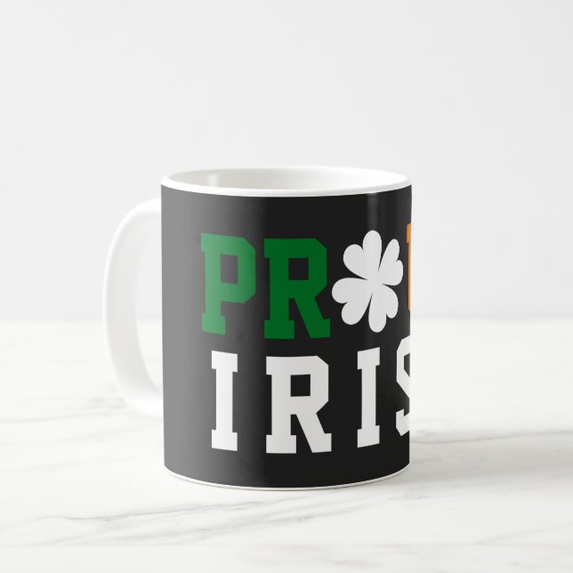 Stolt irländsk Shamrock Lucky Clover Citat St Padd Kaffemugg (Framsida vänster)