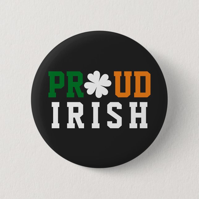 Stolt irländsk Shamrock Lucky Clover Citat St Padd Knapp (Framsida)