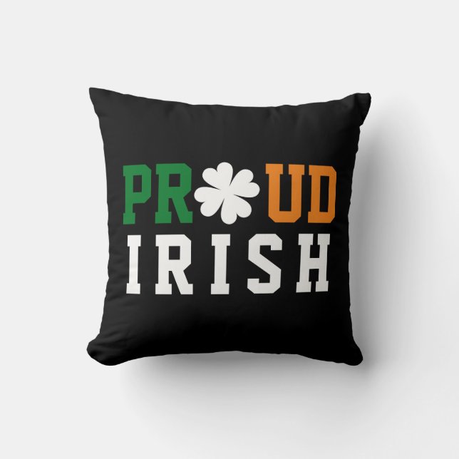 Stolt irländsk Shamrock Lucky Clover Citat St Padd Kudde (Framsida)