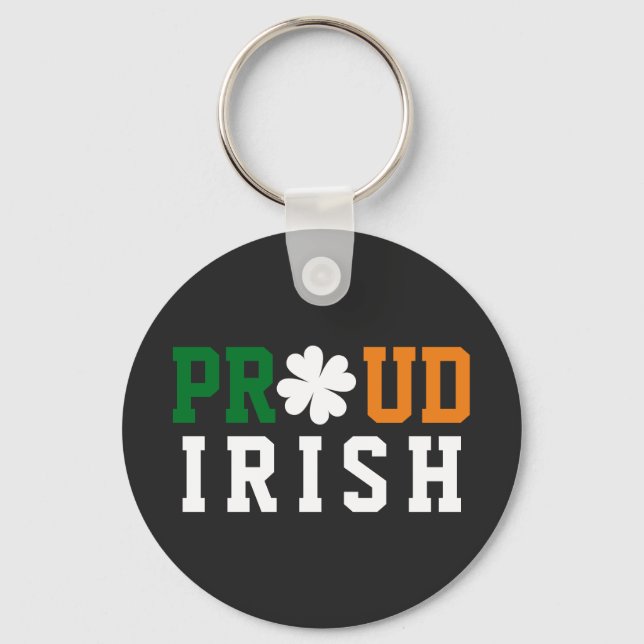 Stolt irländsk Shamrock Lucky Clover Citat St Padd Nyckelring (Framsida)
