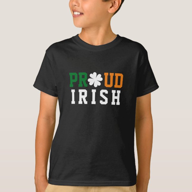 Stolt irländsk Shamrock Lucky Clover Citat St Padd T Shirt (Framsida)