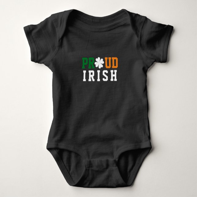 Stolt irländsk Shamrock Lucky Clover Citat St Padd T Shirt (Framsida)