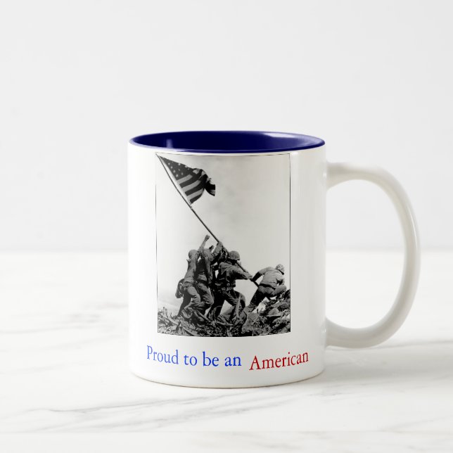 Stolt Iwo Jima att vara en amerikankaffemugg Två-Tonad Mugg (Höger)