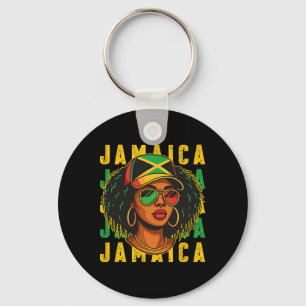 Stolt jamaicansk patriotisk afro svart kvinna Jama Nyckelring
