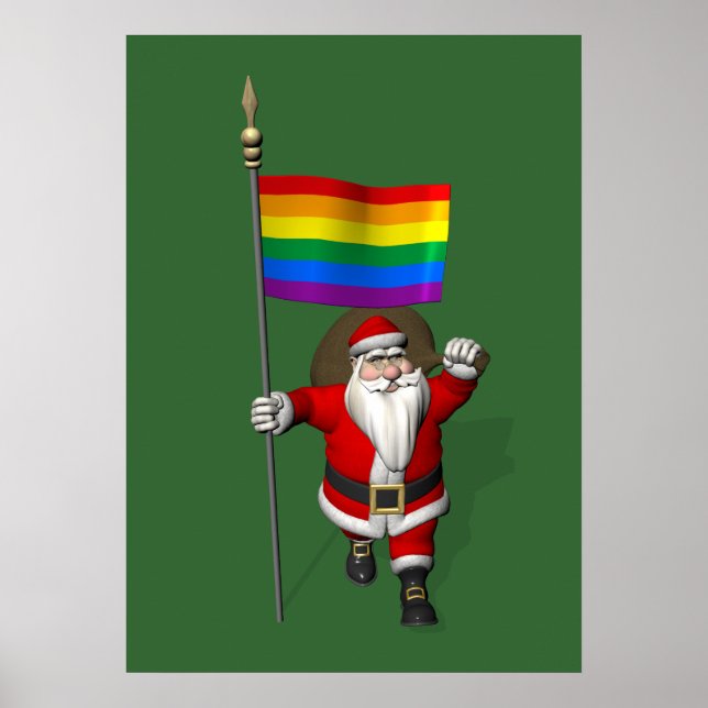 stolt Jultomten med Rainbow Flagga Poster (Framsidan)