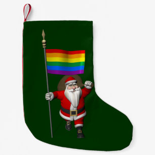 Stolt jultomten med regnbågeflagga liten julstrumpa