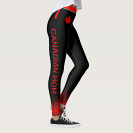 stolt kanadensisk MAMMA med Red Maple Löv på BLACK Leggings