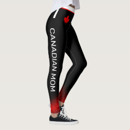 stolt kanadensisk MAMMA med Red Maple Löv på BLACK Leggings