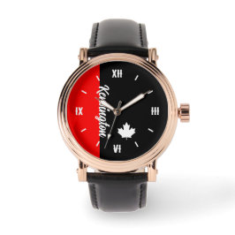 stolt kanadensisk med Namn och White Maple Löv Armbandsur