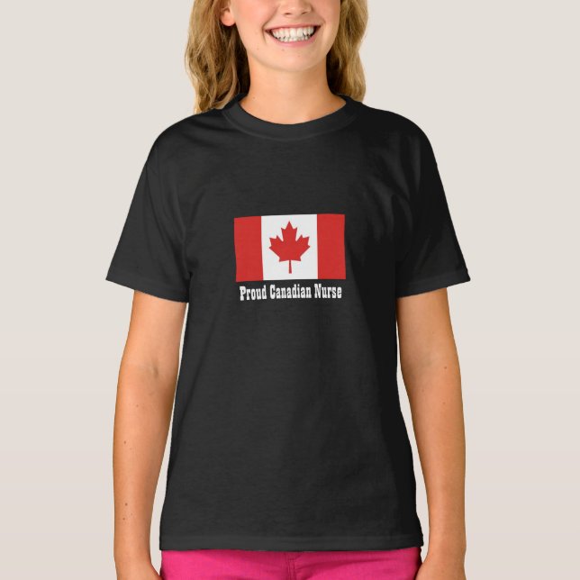 Stolt kanadensisk sjuksköterska-/lönnlövflagga tee shirt (Framsida)