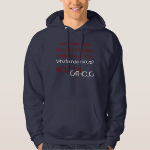 Stolt katolik för 2 B - T-tröja/röda/vit Hoodie