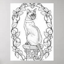 Stolt katt på klassisk pelare med järnek