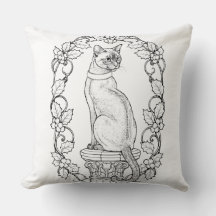 Stolt katt på klassisk pelare med vintage-julgran