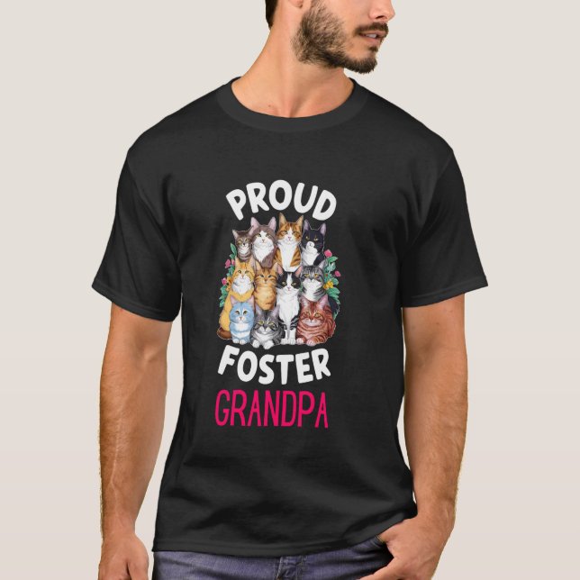 Stolt kattfoster farfar katt adoption t shirt (Framsida)