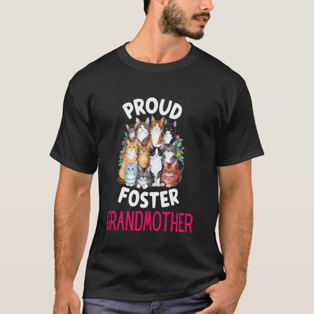 Stolt kattfoster mormor kattadoption t shirt (Framsida)