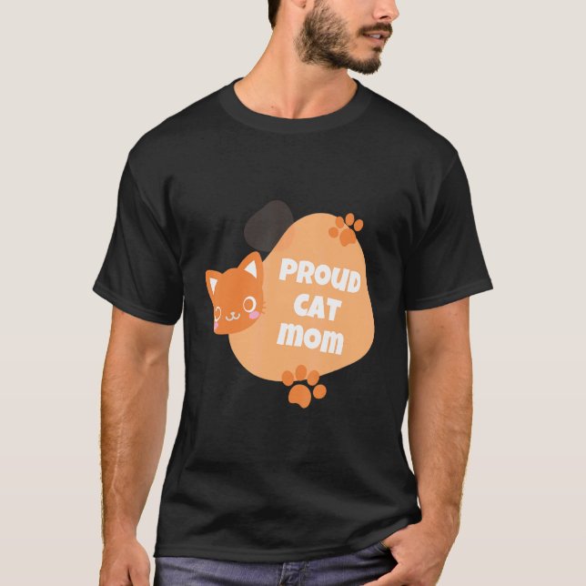 Stolt kattmamma katt dag katt t shirt (Framsida)