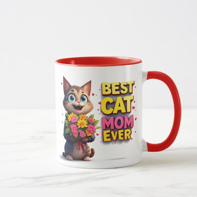 Stolt kattmamma med söt blomma katt 🐱 mugg (Höger)