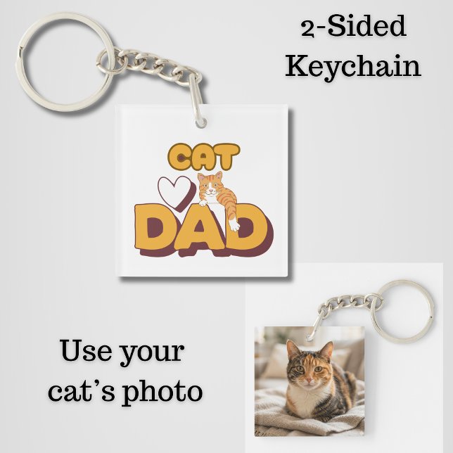 Stolt kattpappa Fars dag Dubbelsidig (2-Sided Cat Dad Keychain)