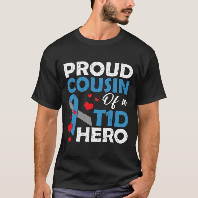 stolt kusin av typ 1-diabetes Hero Warrior Sup T Shirt (Framsida)