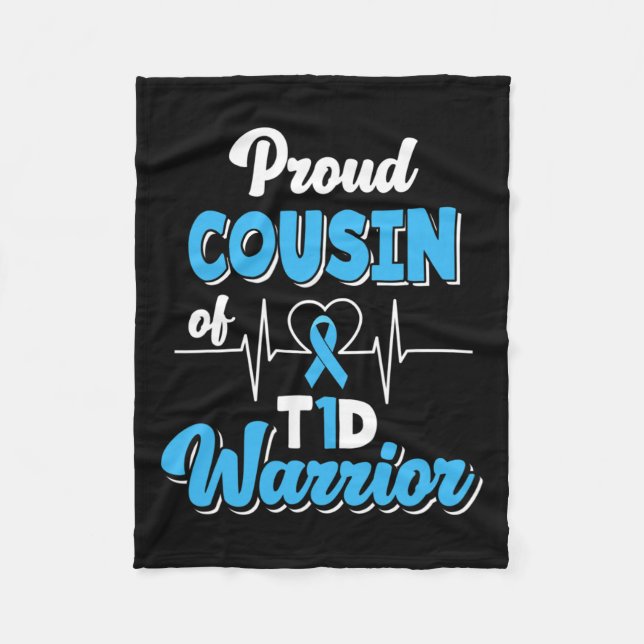 stolt kusin till A T1d Warrior Diabetes Aw Fleecefilt (Framsidan)