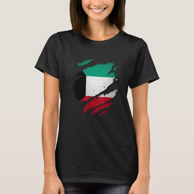 Stolt kuwaitisk sönderriven kuwaitflagga t shirt (Framsida)