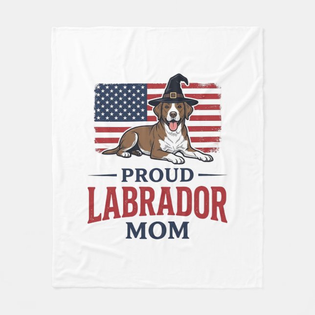 Stolt Labrador-mamma Patriotisk hund Halloween-trö Fleecefilt (Framsidan)