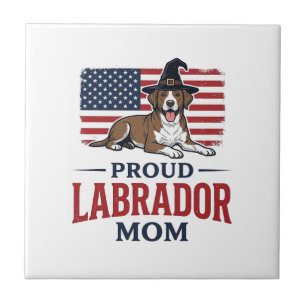 Stolt Labrador-mamma Patriotisk hund Halloween-trö Kakelplatta