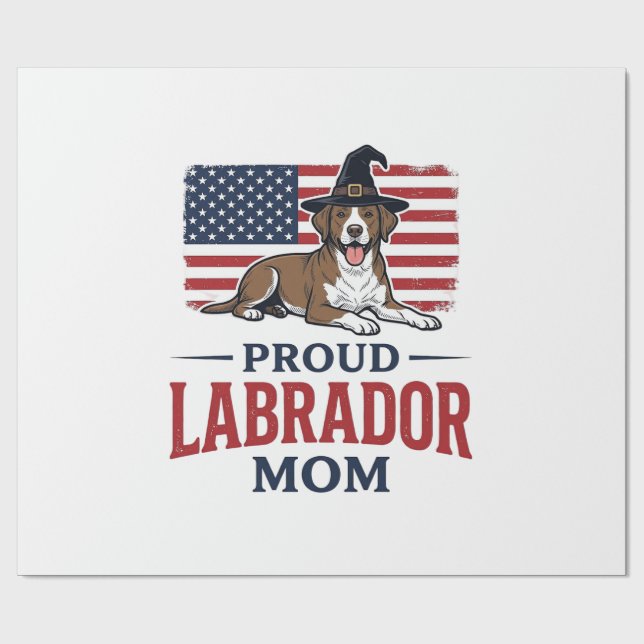 Stolt Labrador-mamma Patriotisk hund Halloween-trö Presentpapper (Platt)