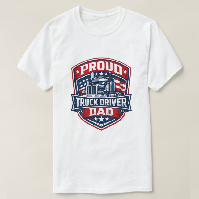 Stolt lastbilschaufför pappa märke t-shirt (Design framsida)