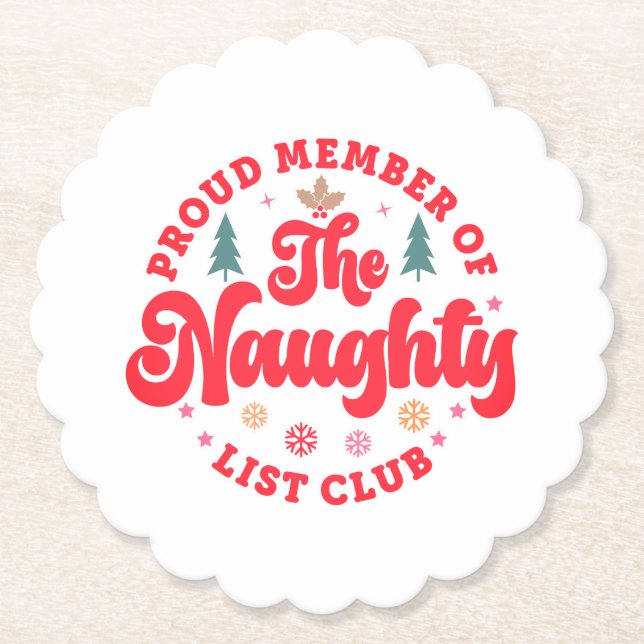 stolt ledamot av Naughty List Klubb jul Underlägg Papper (Framsida)