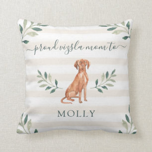 Stolt löv och randar för Vizsla mamma   botanisk Kudde