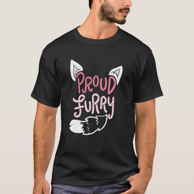 Stolt Lurig Svans och Öron Cosplay T Shirt (Framsida)