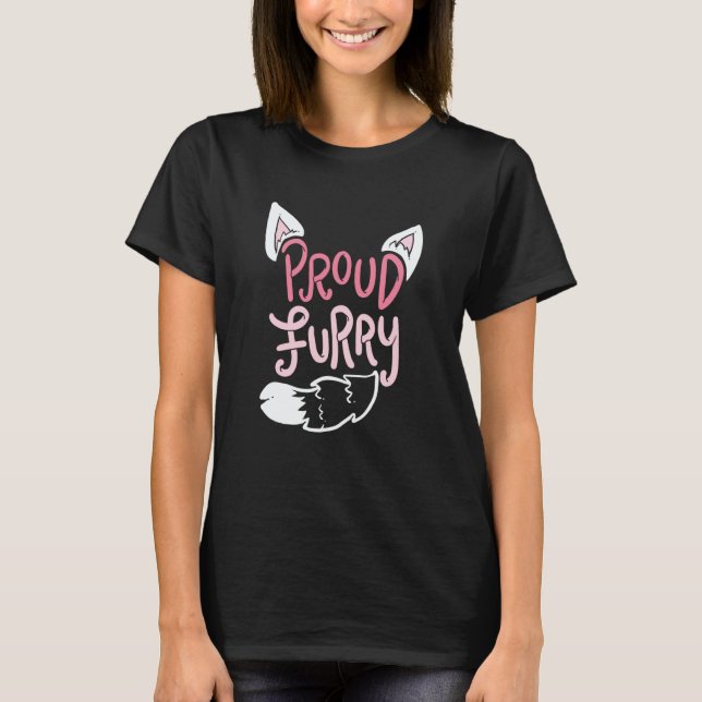 Stolt Lurig Svans och Öron Cosplay T Shirt (Framsida)