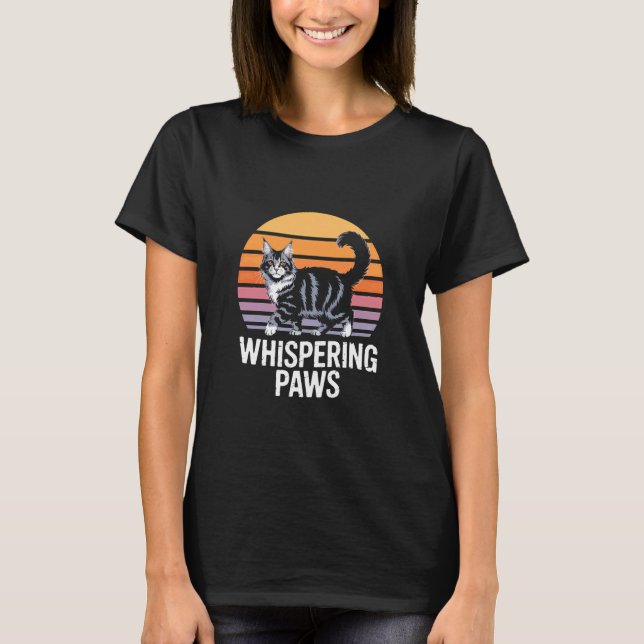 Stolt Maine Coon Katt Viskar Tass Retro Sol T Shirt (Framsida)