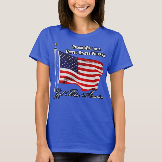 stolt maka till en amerikansk veteran med USA flag T Shirt (Framsida)