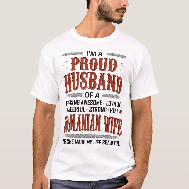 stolt Make av rumänsk maka Valentine Gift T Shirt (Framsida)