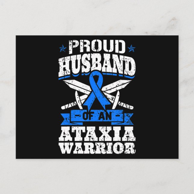 stolt Make i en Ataxi Warrior Awareness Ribbo Vykort (Framsida)