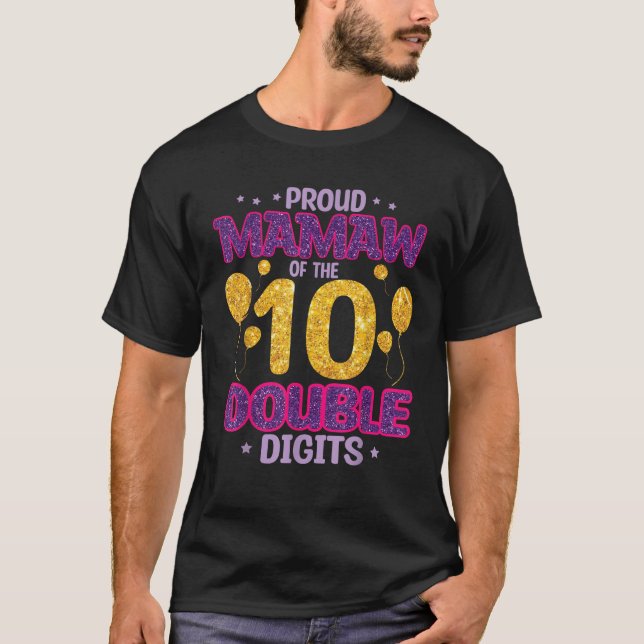 stolt mamaw av den 10 år gamla Dubblan Digits Happ T Shirt (Framsida)