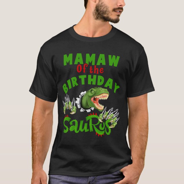 stolt Mamaw från födelsedagen Saurus Dinosaur T Shirt (Framsida)
