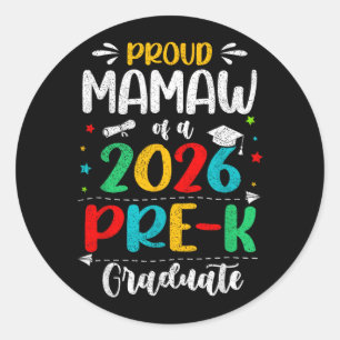 Stolt Mamaw till en 2026 Pre K-examinerad pojke fl Runt Klistermärke
