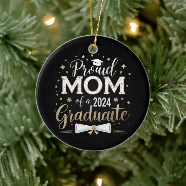 stolt Mamma av 2024 års högre Student-klass Julgransprydnad Keramik (Träd)