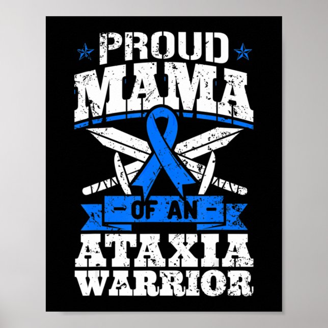 stolt Mamma av en Ataxi Warrior Awareness Ribbon D Poster (Framsidan)